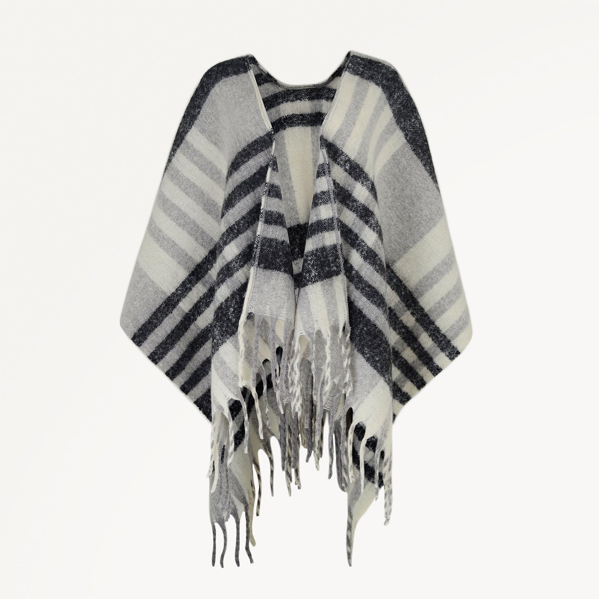 Check Fabric Poncho