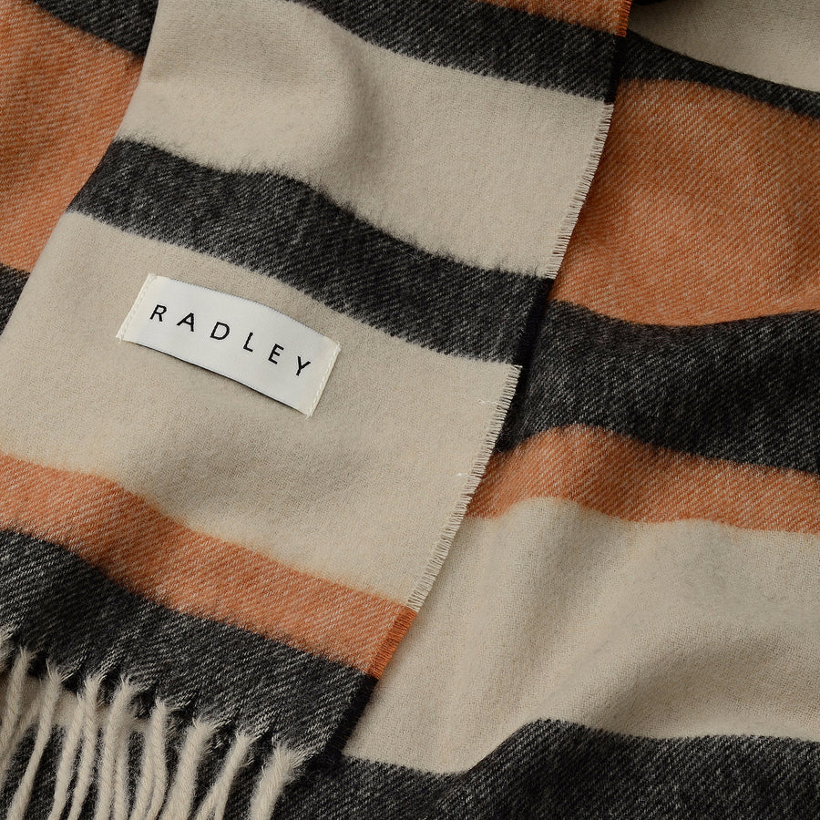Radley Stripe Fabric Scarf in Snow - 112497