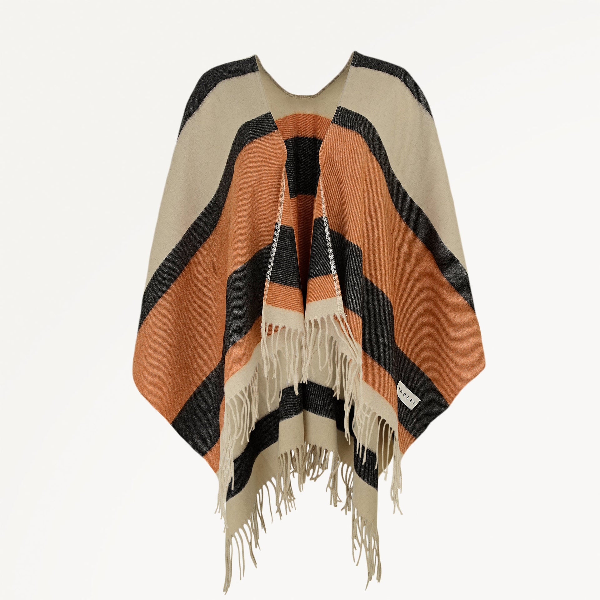 Stripe Fabric Poncho Snow