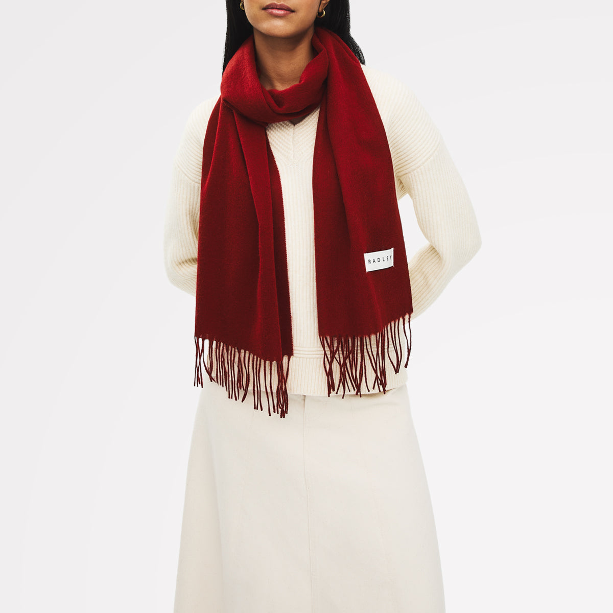 Wool Fabric Scraf in Carmine - 112499