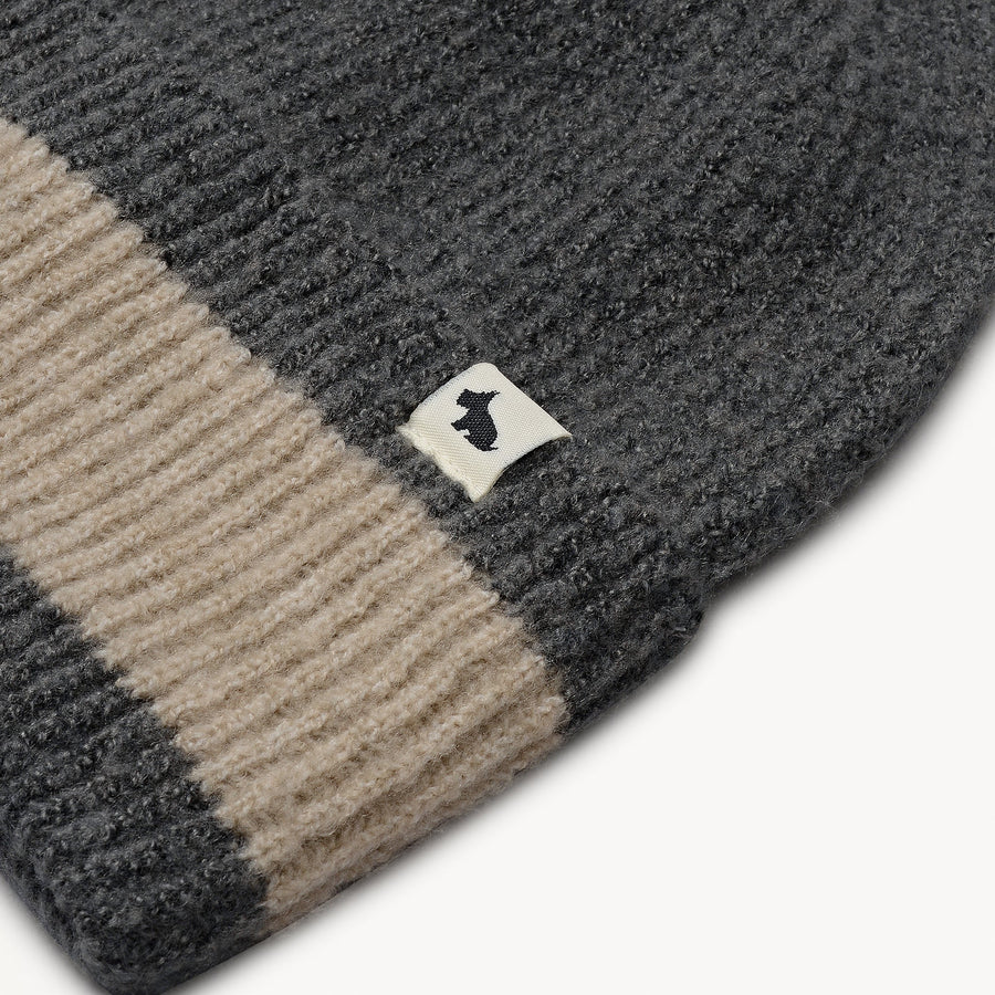 Knitters Lane Fabric Knitted Hat in Dark Grey - 112502