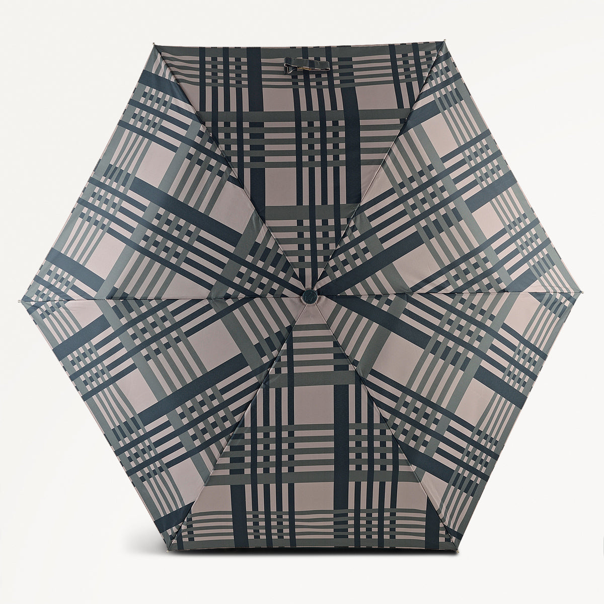 Check Fabric Responsible Handbag Umbrella in Porcini - 112518