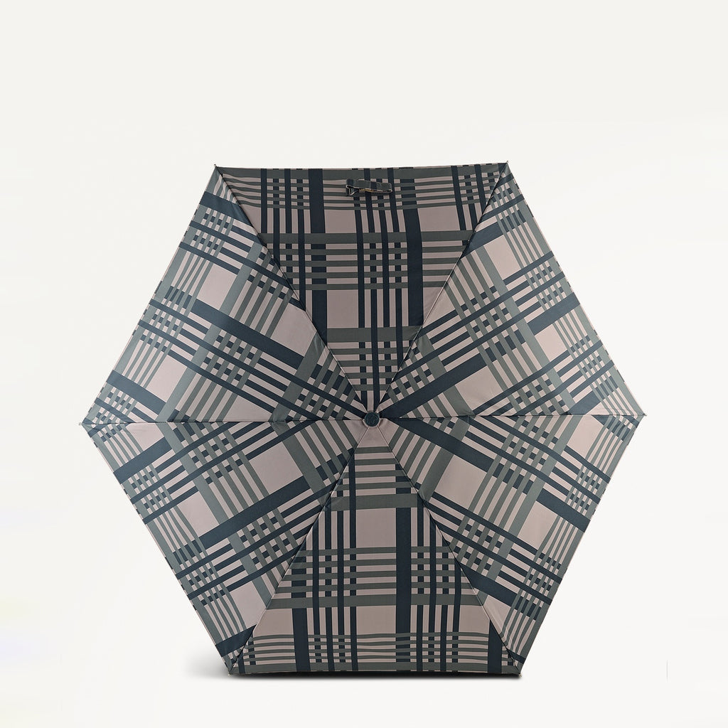 Check Fabric Responsible Handbag Umbrella in Porcini - 112518