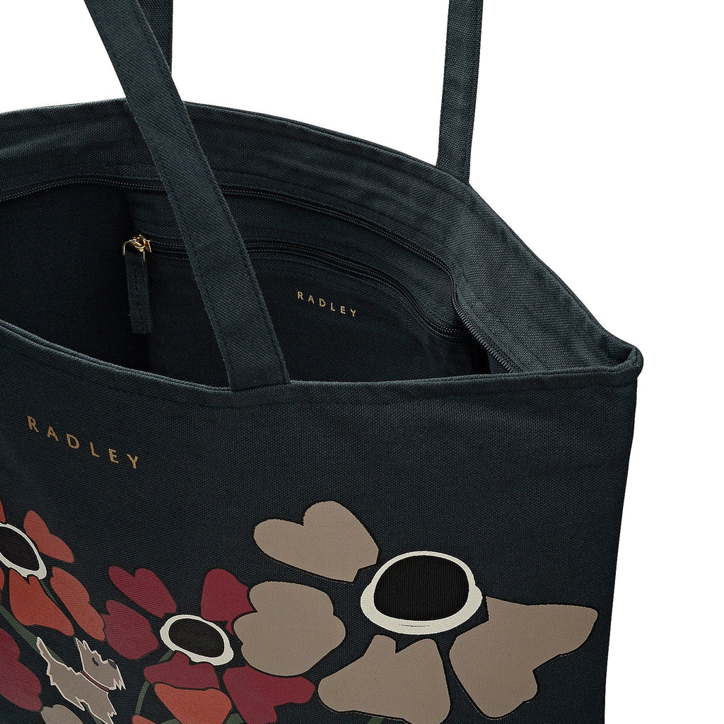 Floribunda Fabric Large Ziptop Tote in Teal - 112523