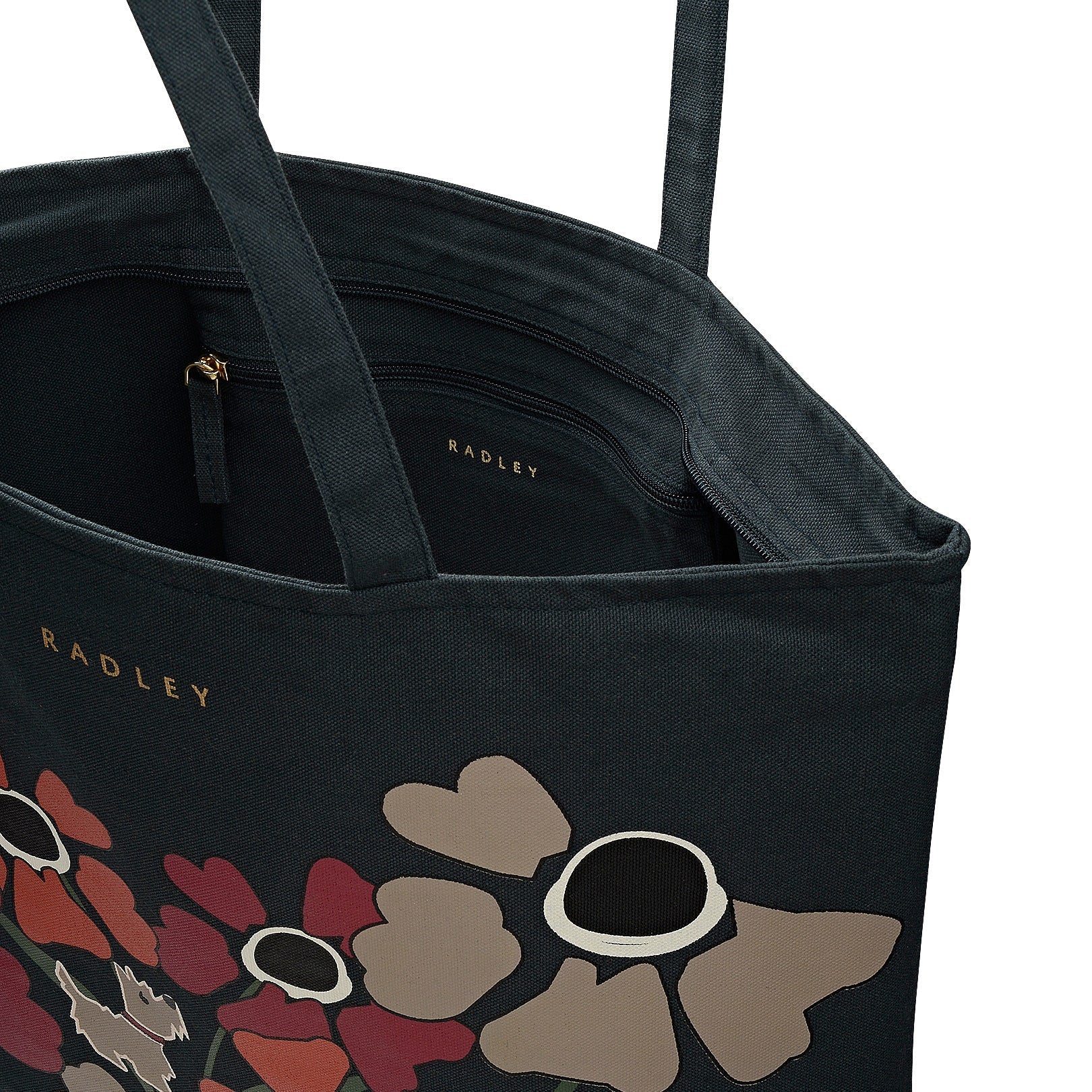 Floribunda Fabric Large Ziptop Tote in Teal - 112523