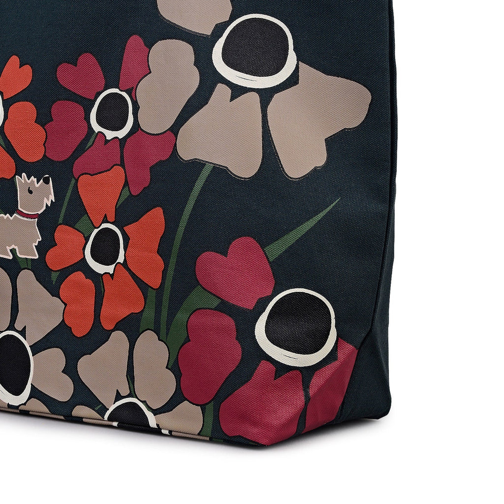 Floribunda Fabric Large Ziptop Tote in Teal - 112523