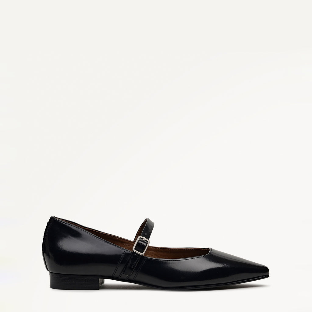 Patent Avenue Chip Toe Mary Jane Flat Black - 112531