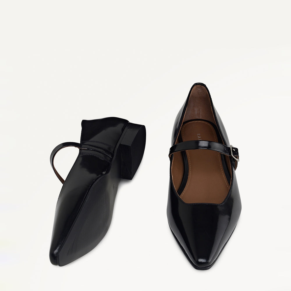 Patent Avenue Chip Toe Mary Jane Flat Black - 112531