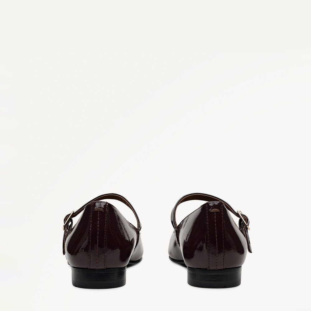 Patent Avenue Chip Toe Mary Jane Flat Bordeaux - 112532