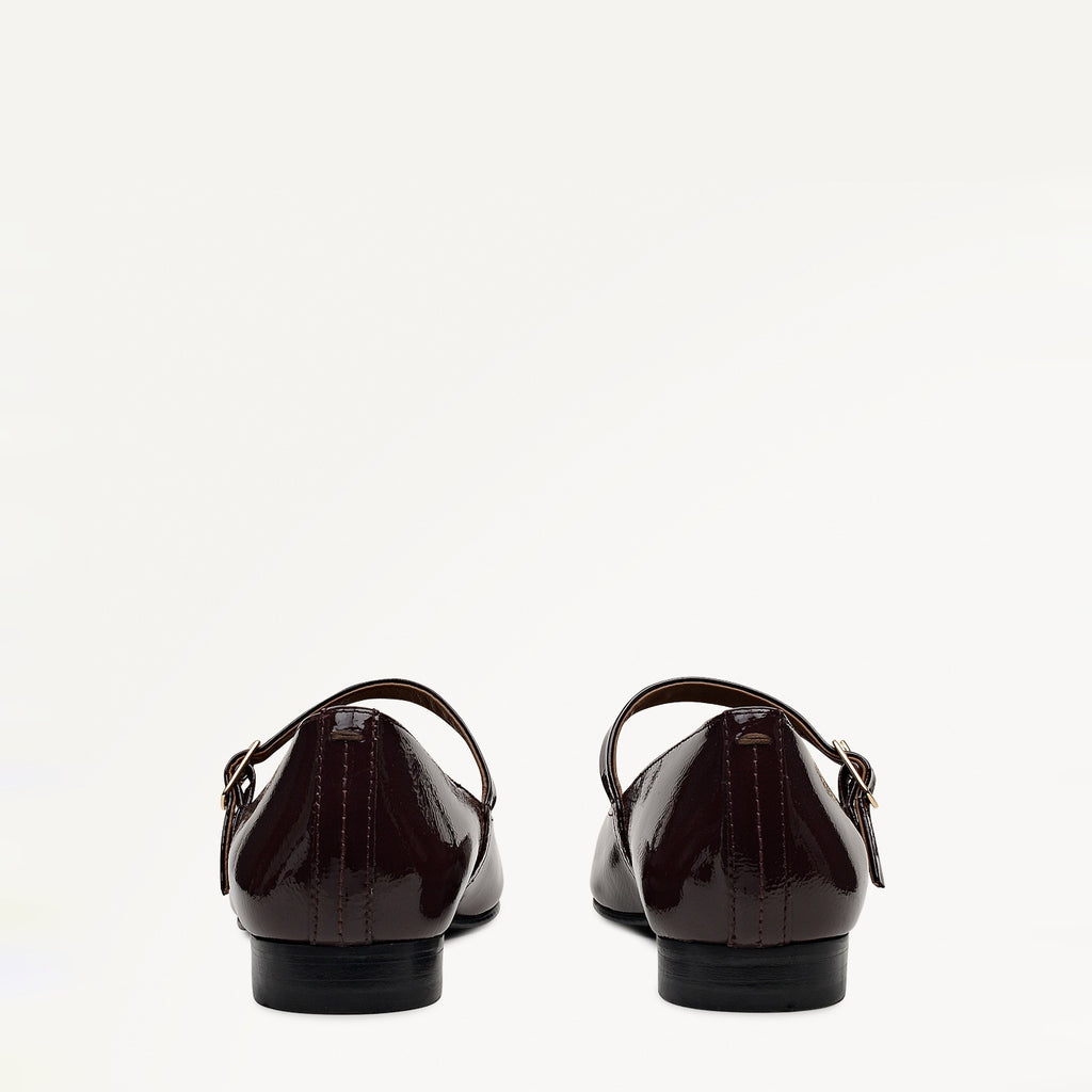 Patent Avenue Chip Toe Mary Jane Flat Bordeaux - 112532