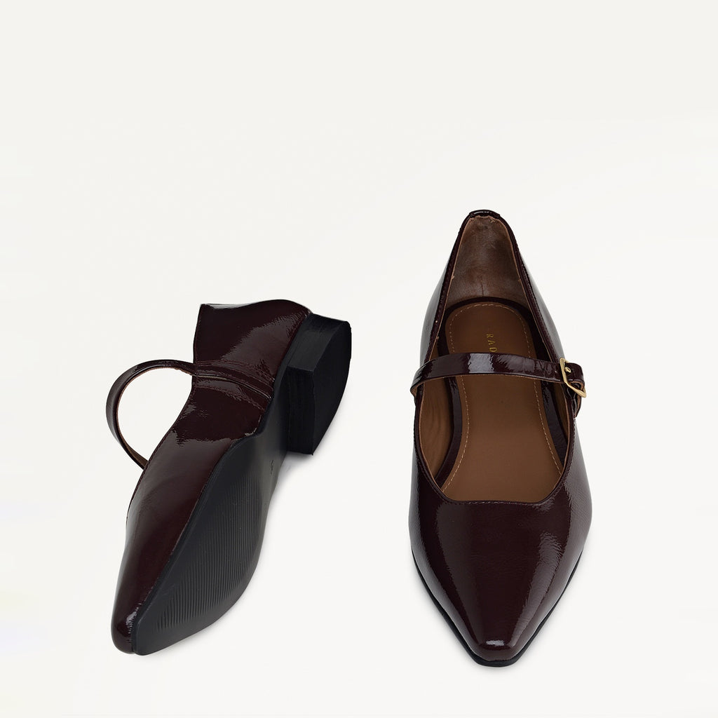 Patent Avenue Chip Toe Mary Jane Flat Bordeaux - 112532