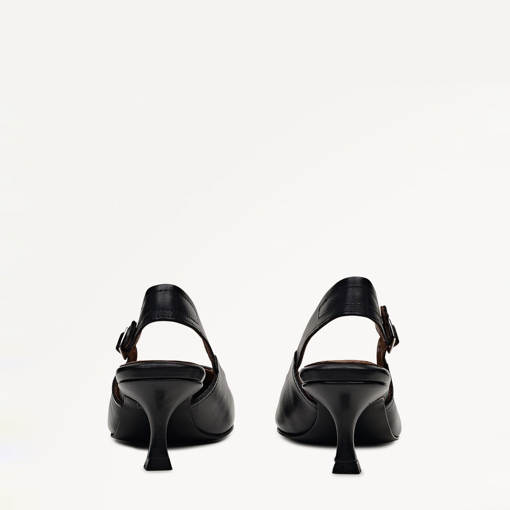 Devonshire Street Point Kitten Slingback in Black - 112533