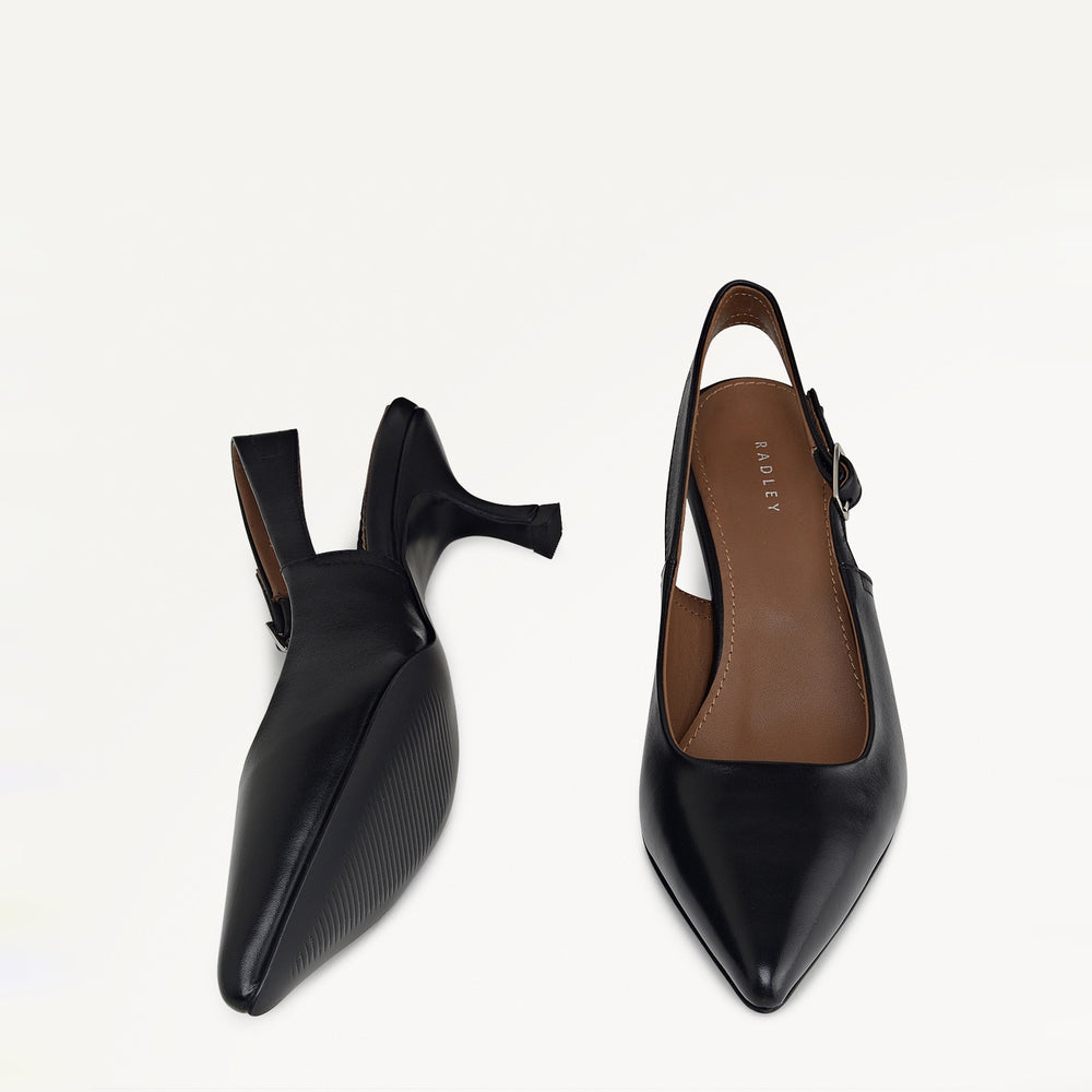 Devonshire Street Point Kitten Slingback in Black - 112533
