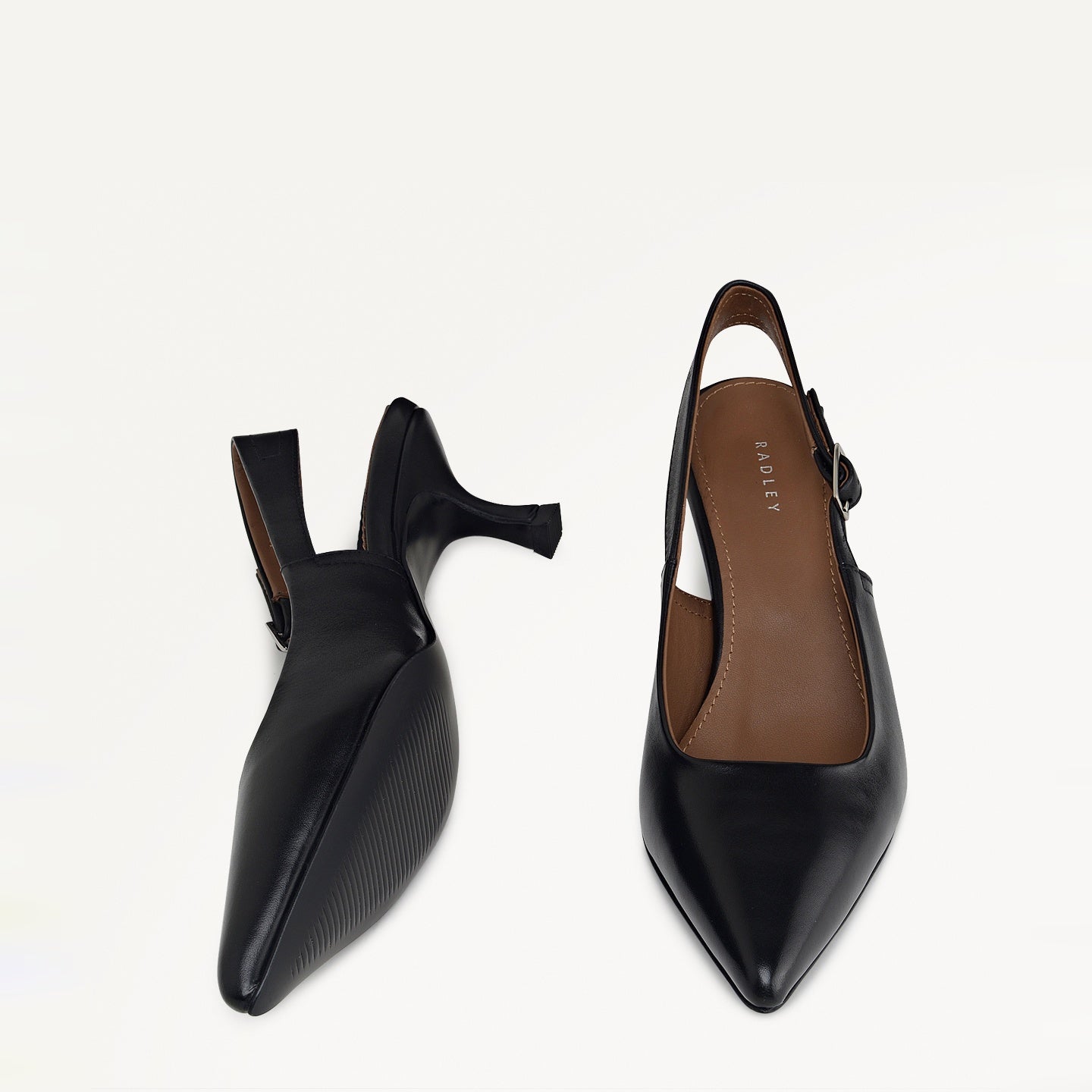 Devonshire Street Point Kitten Slingback in Black - 112533
