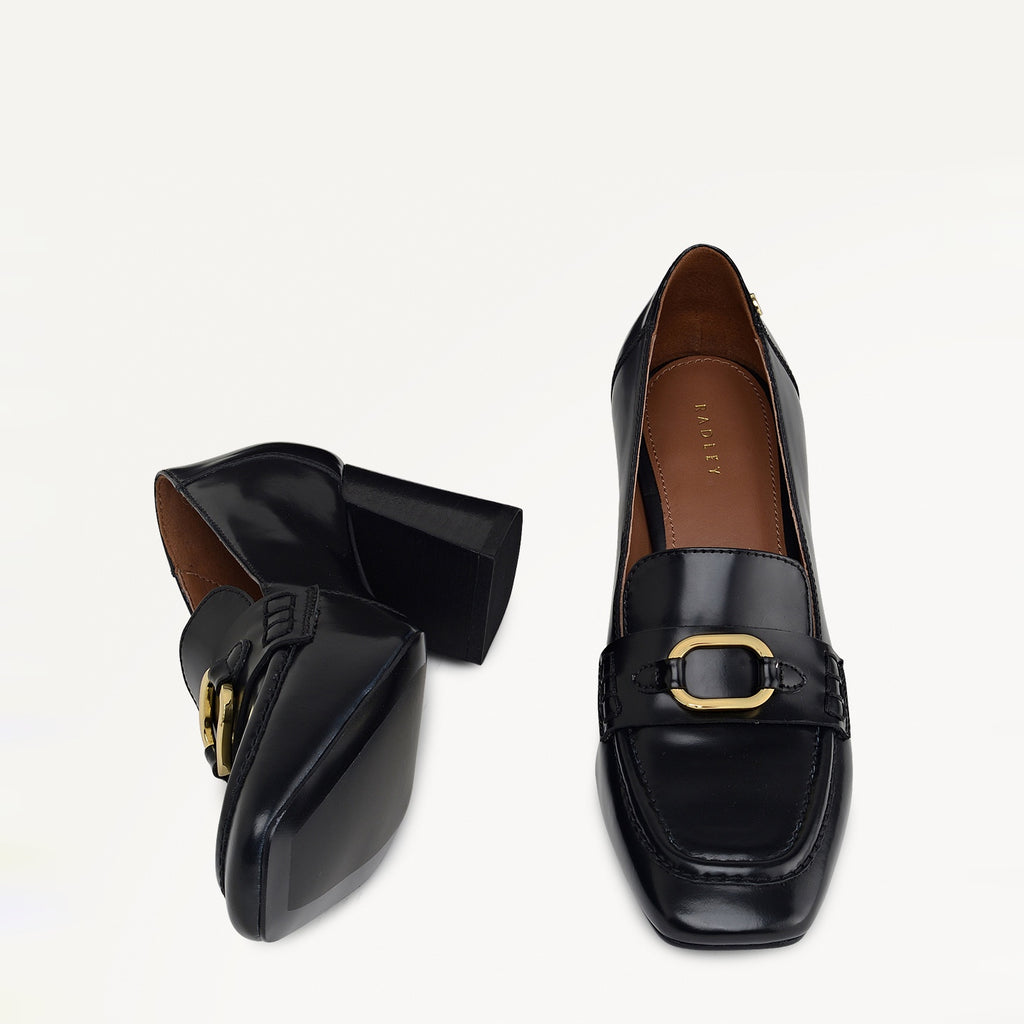 Stockton Mews Trim Heeled Loafer Black - 112539