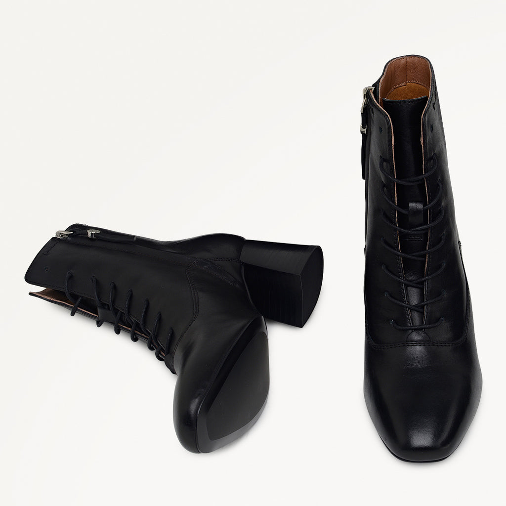 Victoria Gardens Heeled Lace Up Boot Black - 112543