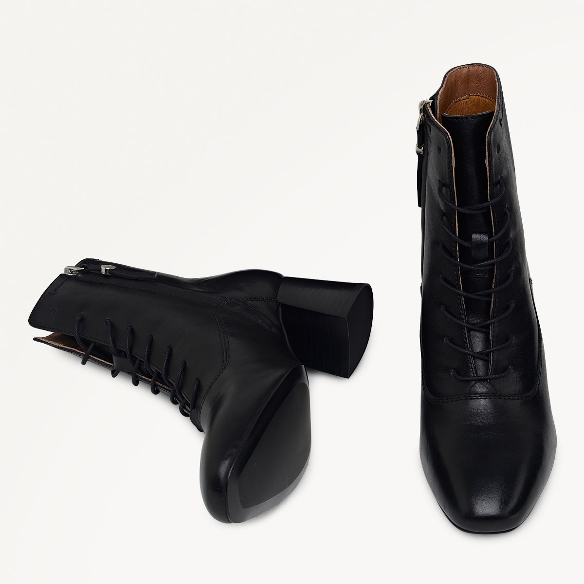 Victoria Gardens Heeled Lace Up Boot Black - 112543