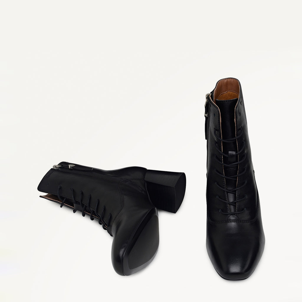 Victoria Gardens Heeled Lace Up Boot Black - 112543