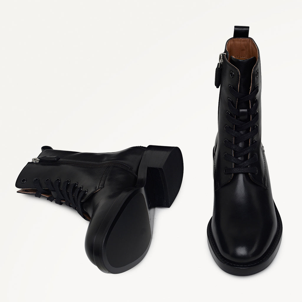 Rotherhithe Street Clean Military Lace Up Boot Black - 112548