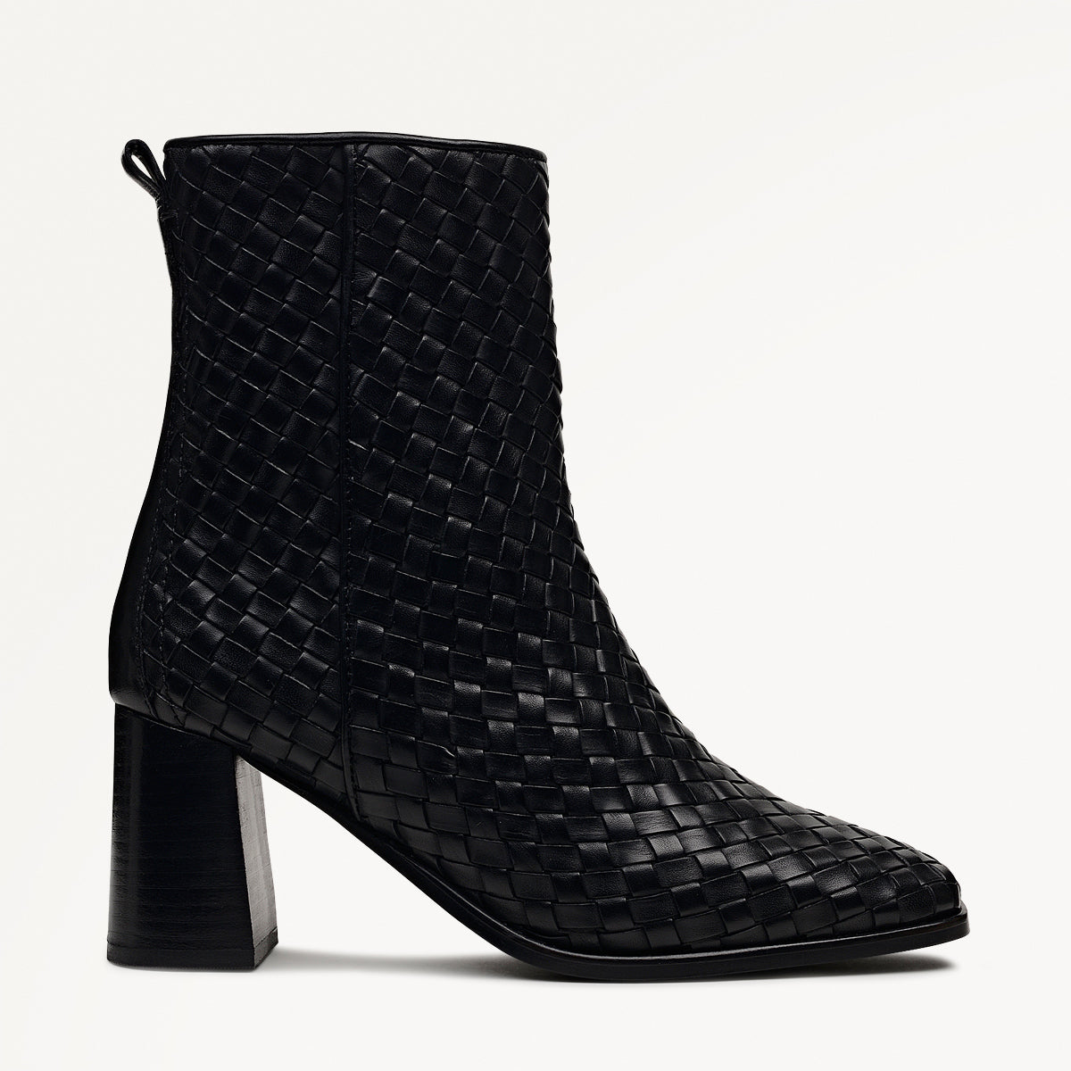 Threadneedle Street Weave Sq. Toe Heeled Boot Black - 112553