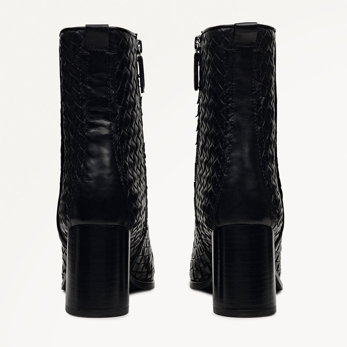 Threadneedle Street Weave Sq. Toe Heeled Boot Black - 112553