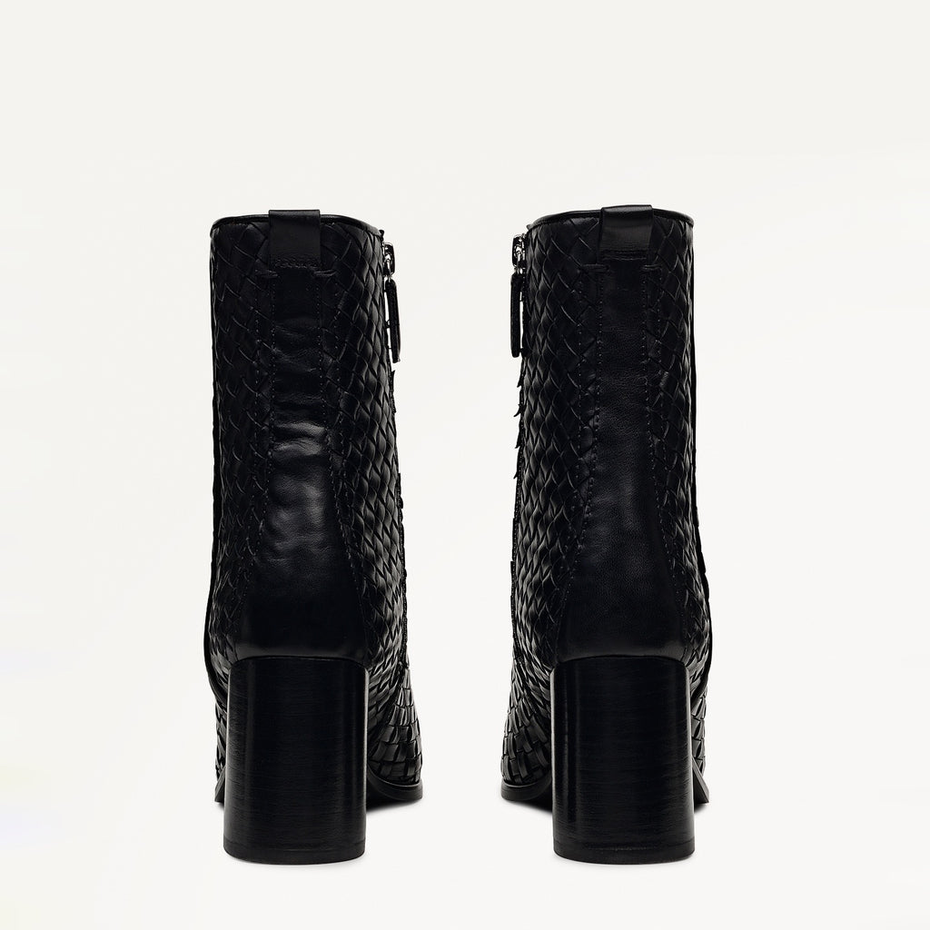 Threadneedle Street Weave Sq. Toe Heeled Boot Black - 112553