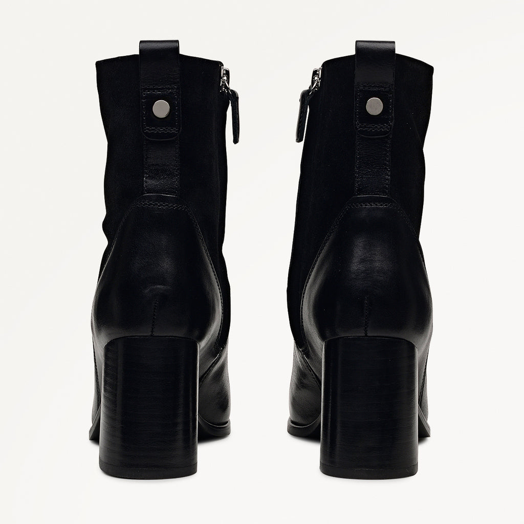 Patchwork Close Panel Patchwork Heeled Boot Black - 112555