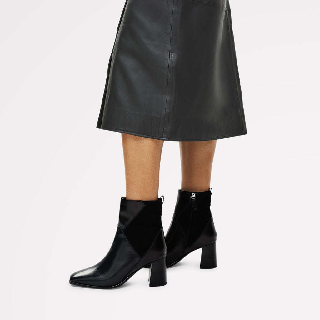 Patchwork Close Panel Patchwork Heeled Boot Black - 112555