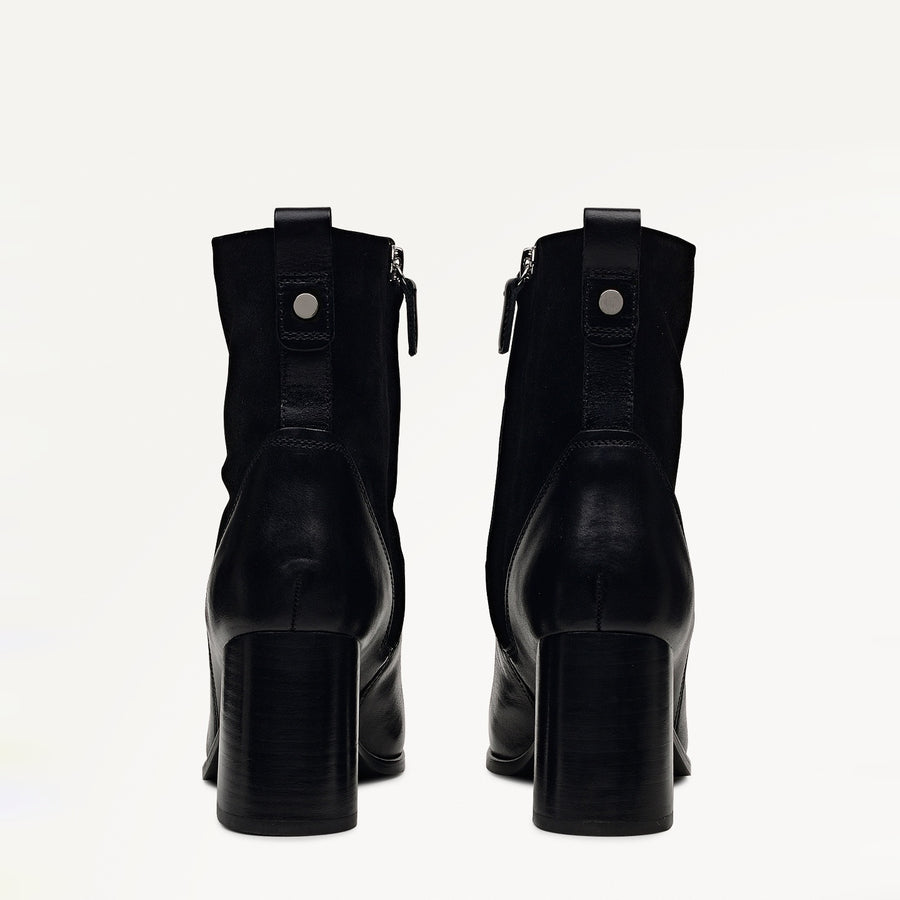 Patchwork Close Panel Patchwork Heeled Boot Black - 112555