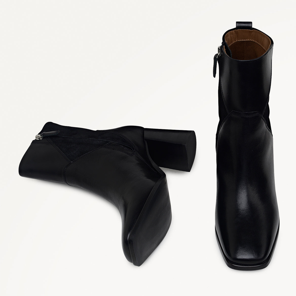 Patchwork Close Panel Patchwork Heeled Boot Black - 112555
