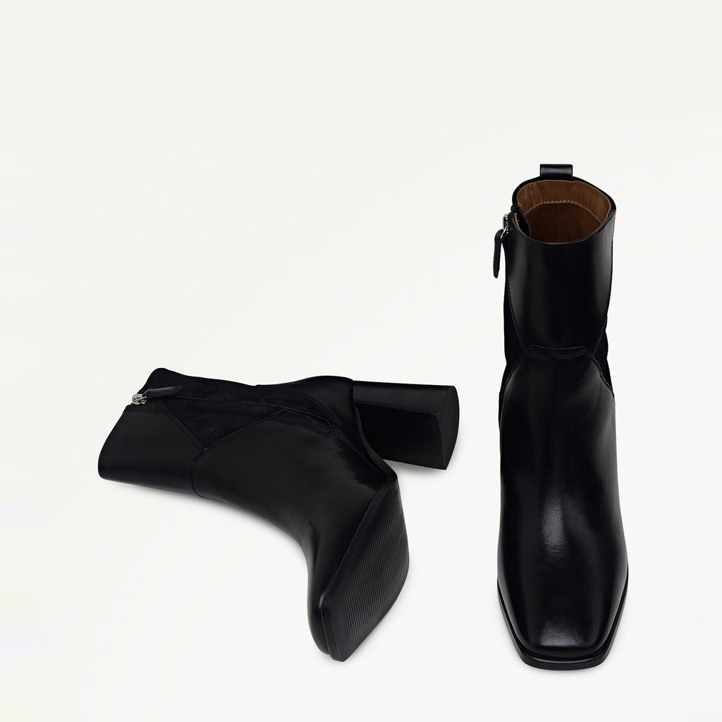 Patchwork Close Panel Patchwork Heeled Boot Black - 112555