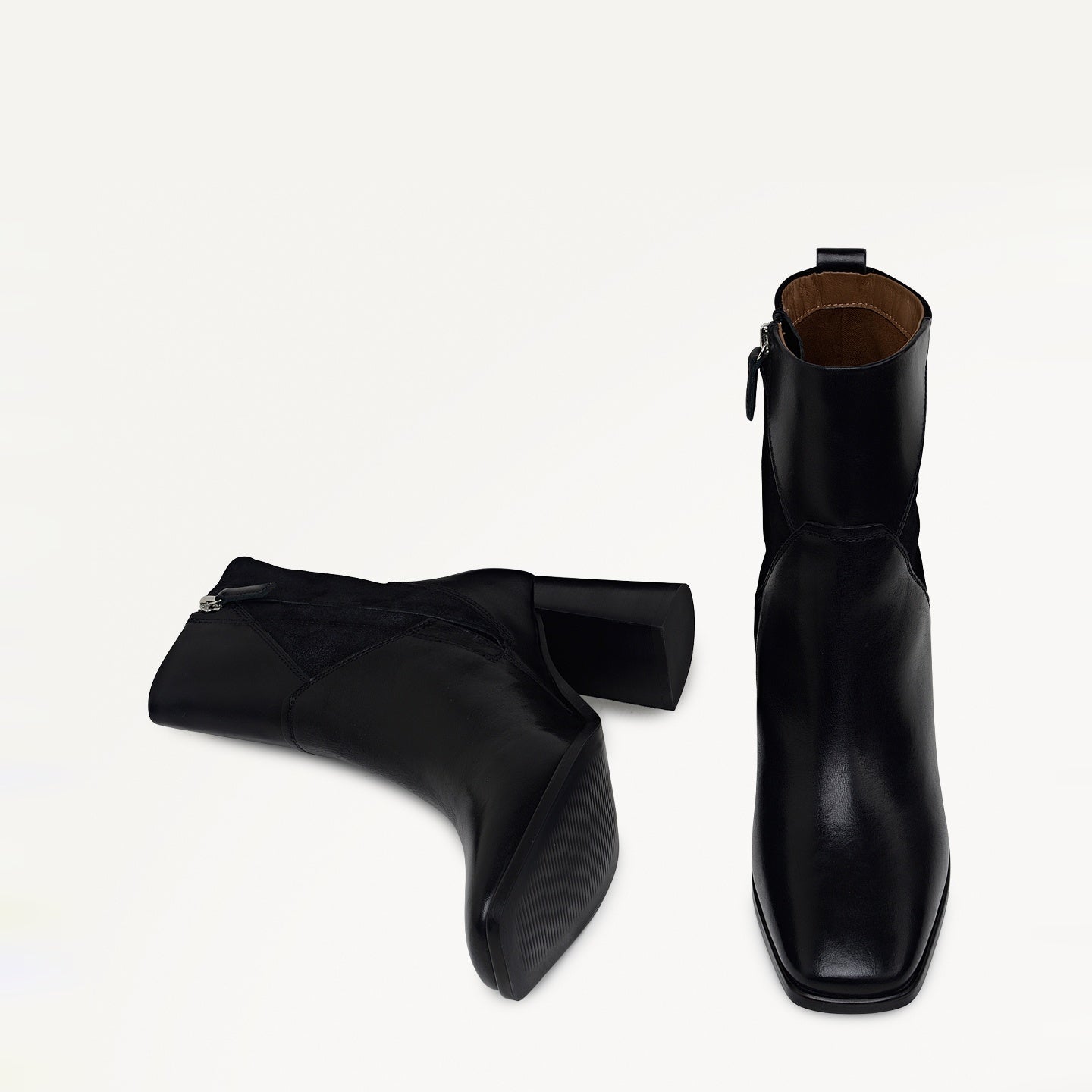 Patchwork Close Panel Patchwork Heeled Boot Black - 112555