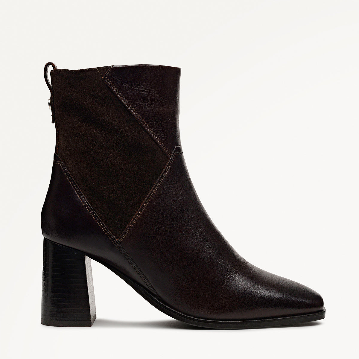Patchwork Close Panel Patchwork Heeled Boot Chocolate - 112556