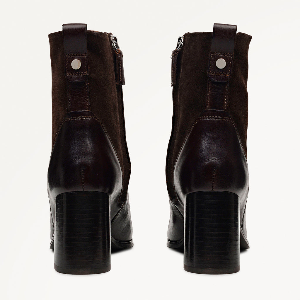Patchwork Close Panel Patchwork Heeled Boot Chocolate - 112556