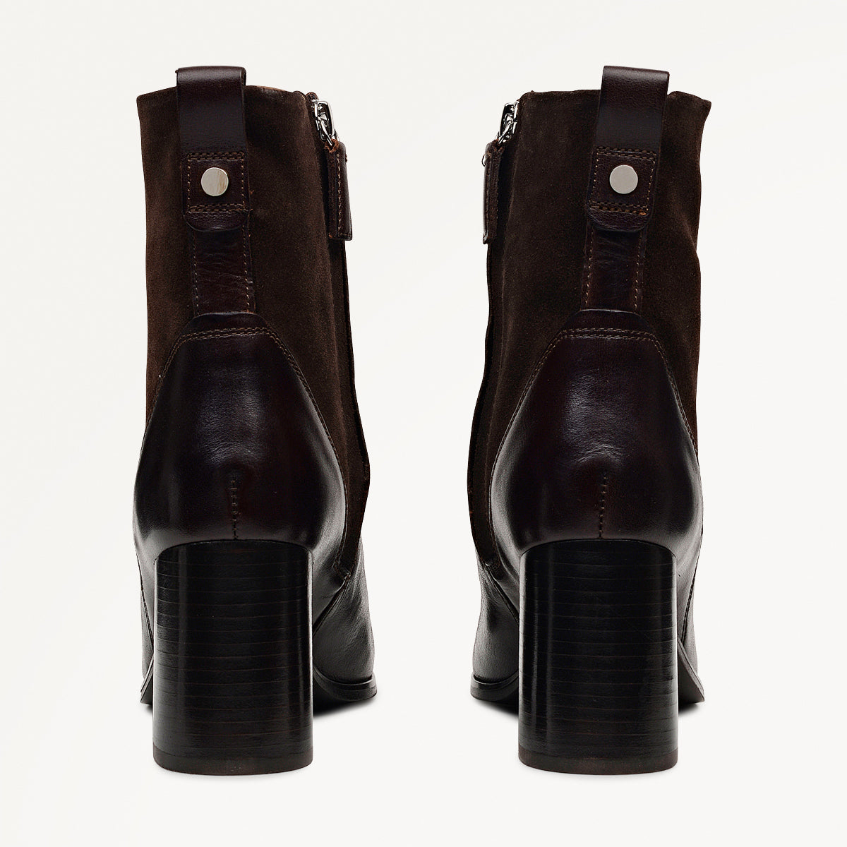 Patchwork Close Panel Patchwork Heeled Boot Chocolate - 112556