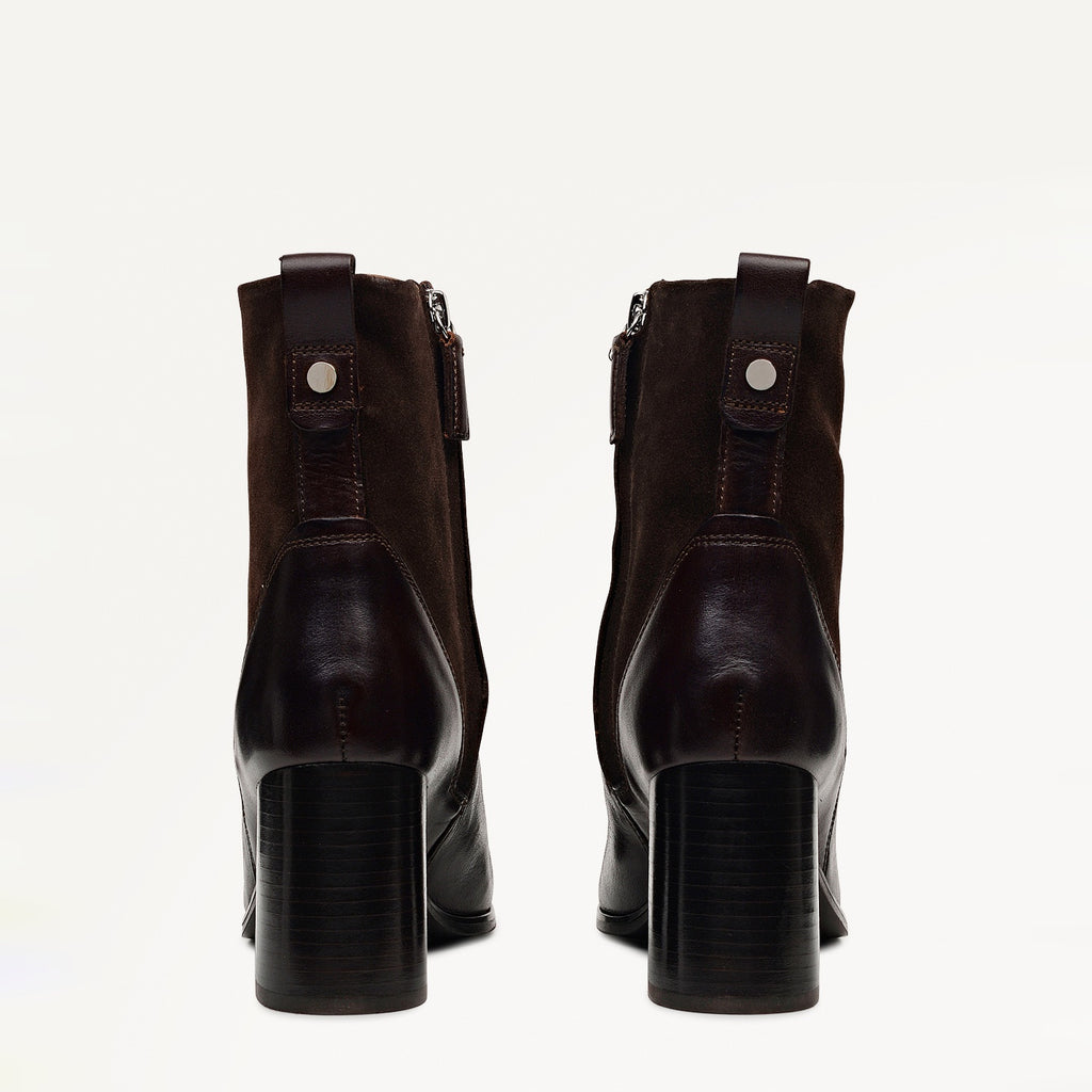 Patchwork Close Panel Patchwork Heeled Boot Chocolate - 112556