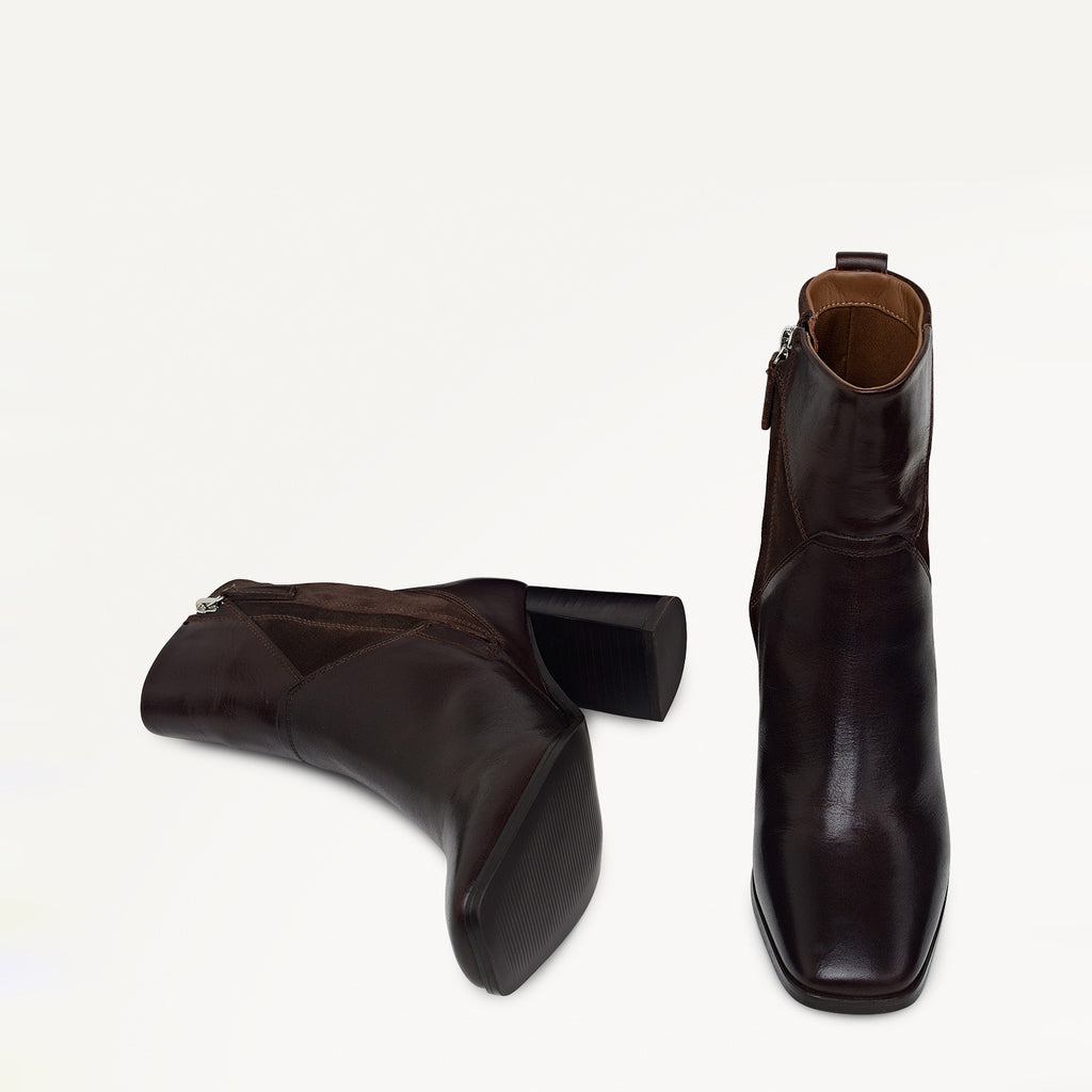 Patchwork Close Panel Patchwork Heeled Boot Chocolate - 112556