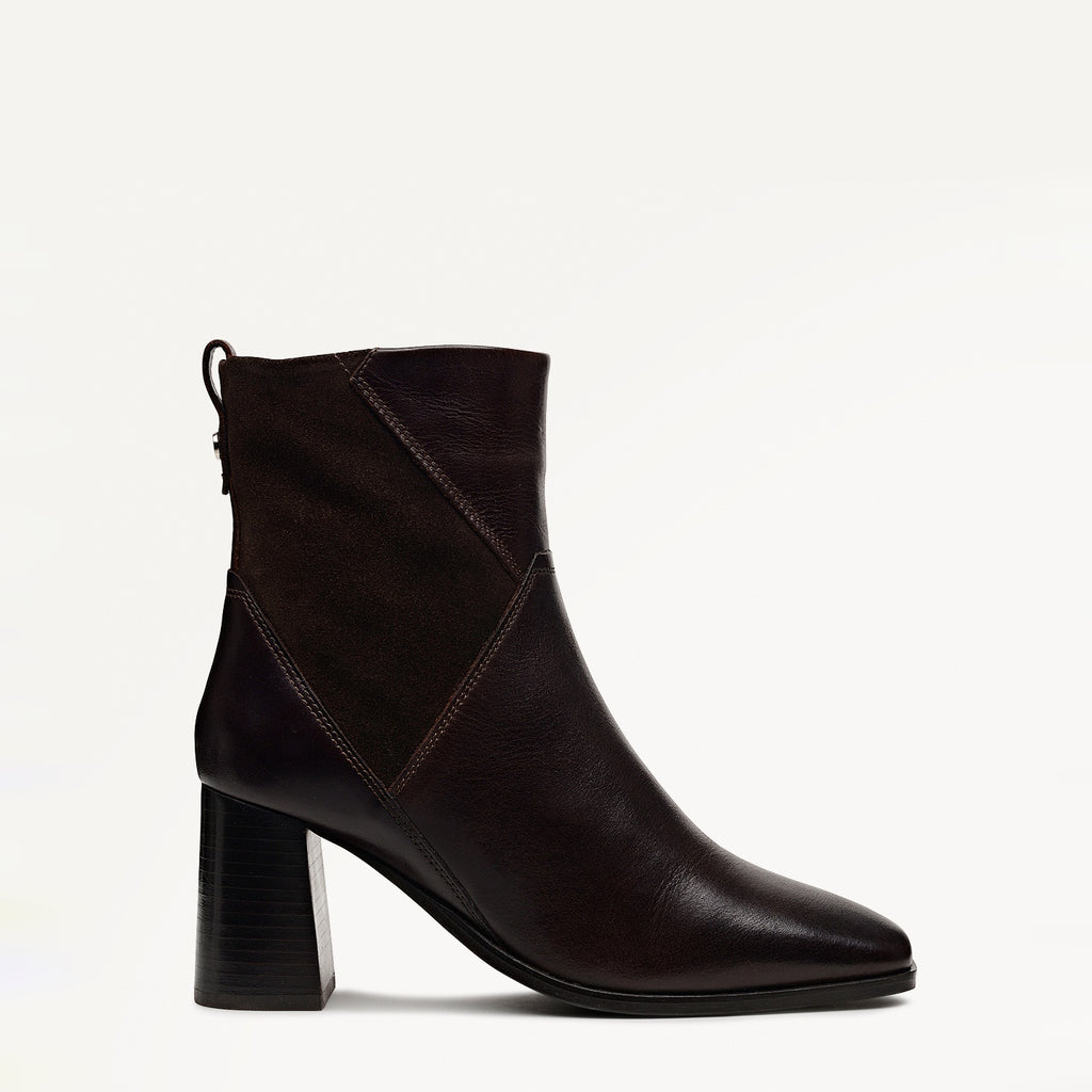 Patchwork Close Panel Patchwork Heeled Boot Chocolate - 112556