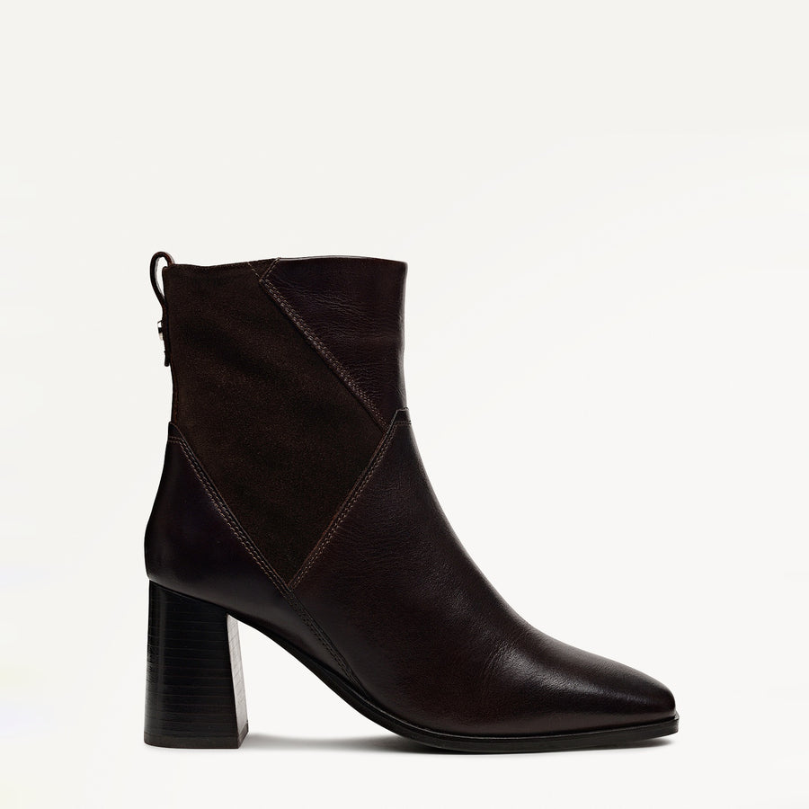 Patchwork Close Panel Patchwork Heeled Boot Chocolate - 112556