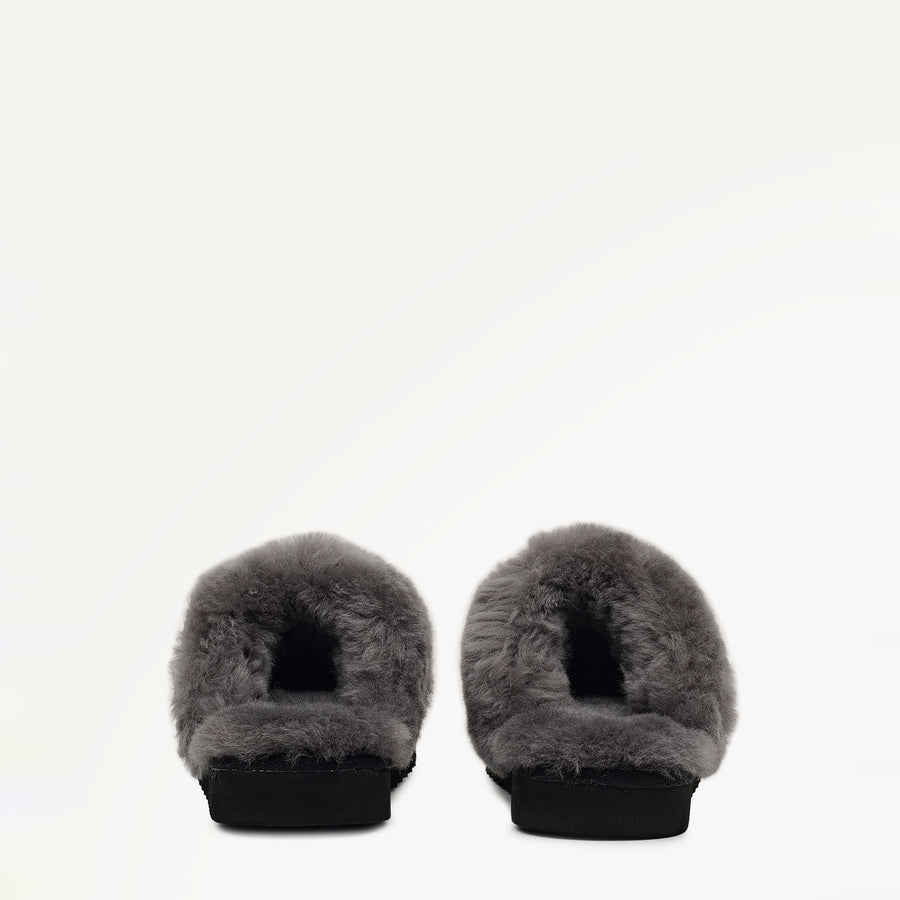 Maple Lane Classic Shearling Cuff Mule Black - 112562