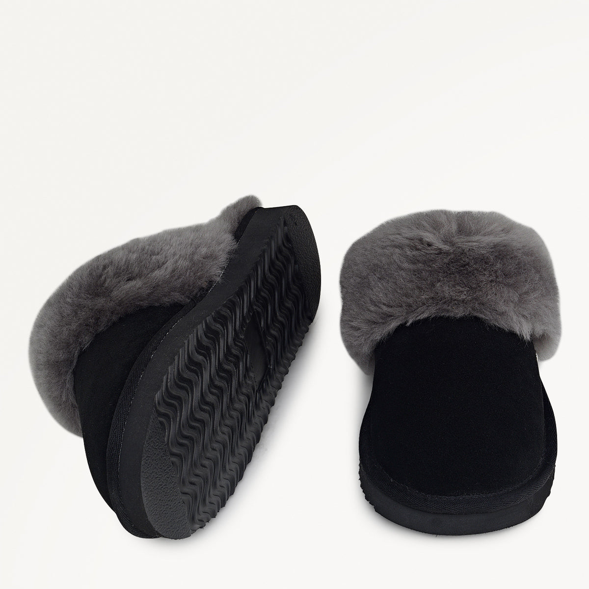 MAPLE LANE CLASSIC SHEARLING CUFF MULE BLACK