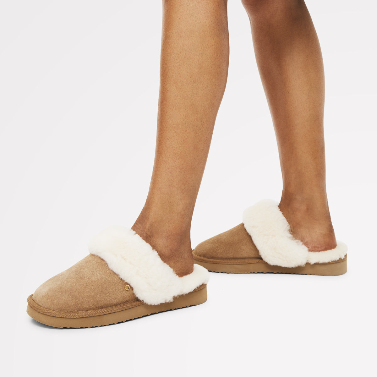 MAPLE LANE CLASSIC SHEARLING CUFF MULE TAN