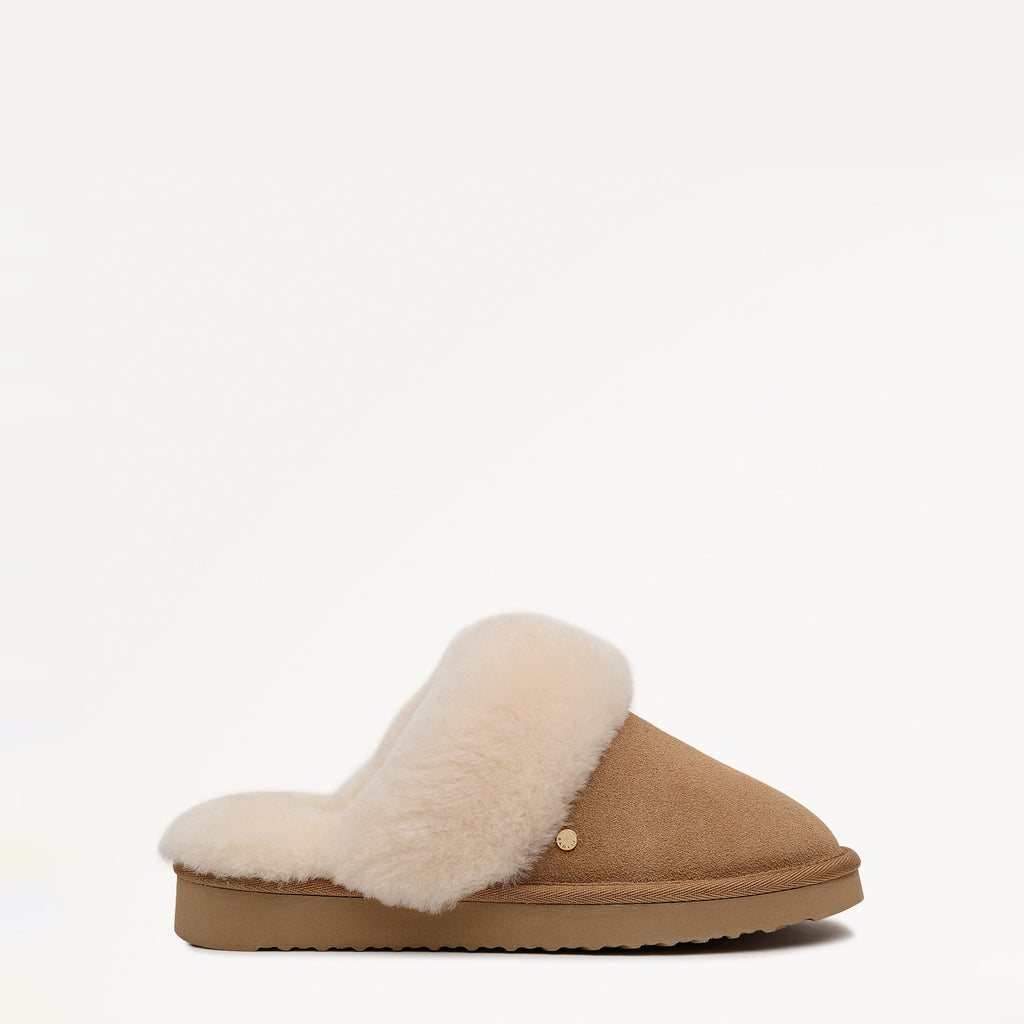 Maple Lane Classic Shearling Cuff Mule Tan - 112563