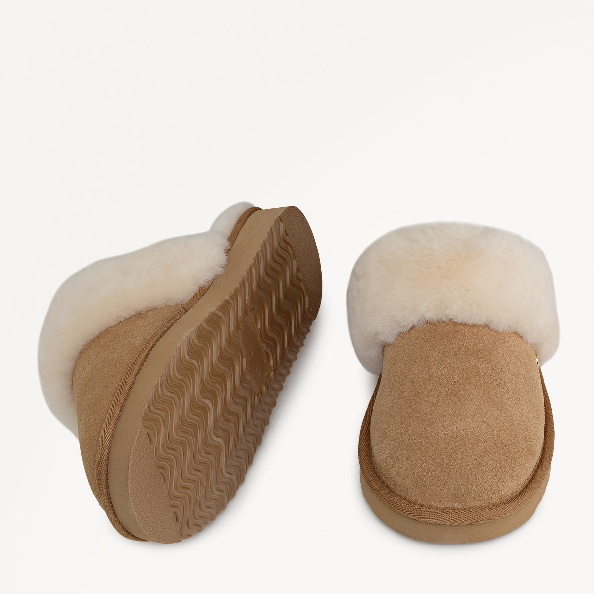 MAPLE LANE CLASSIC SHEARLING CUFF MULE TAN