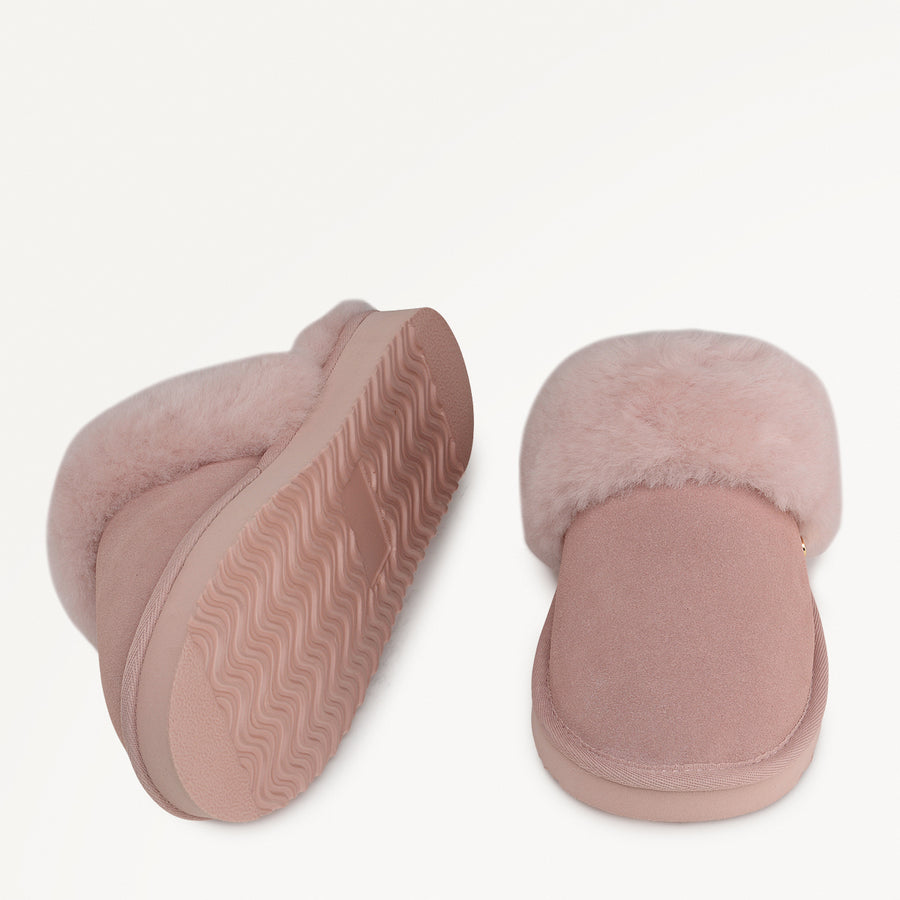 Maple Lane Classic Shearling Cuff Mule Pink - 112564