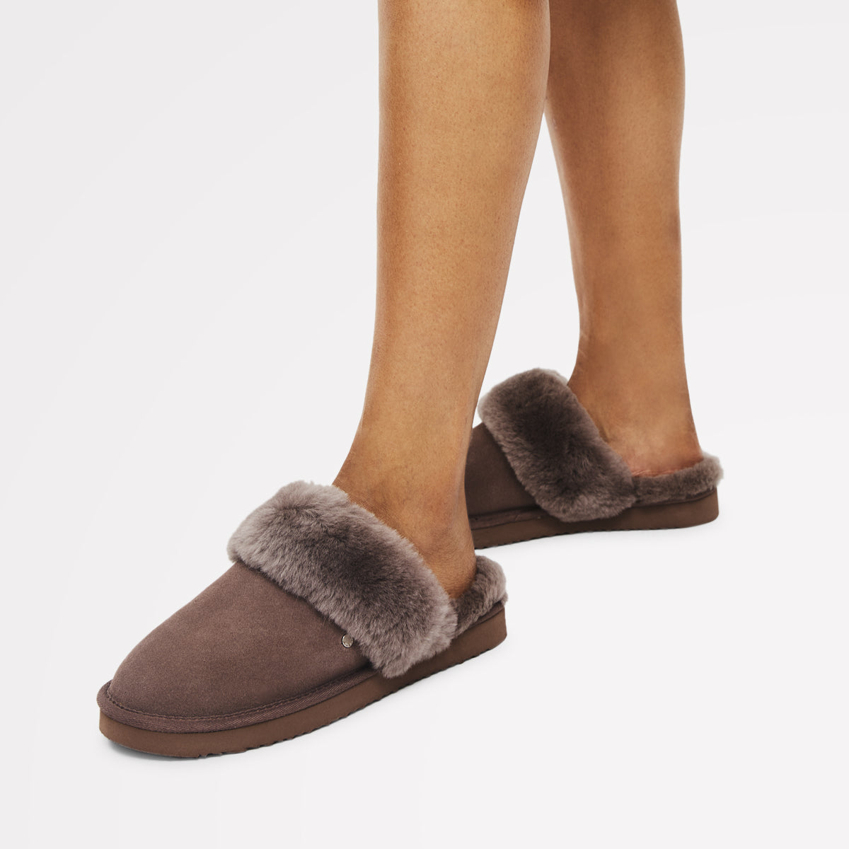 MAPLE LANE CLASSIC SHEARLING CUFF MULE MINK