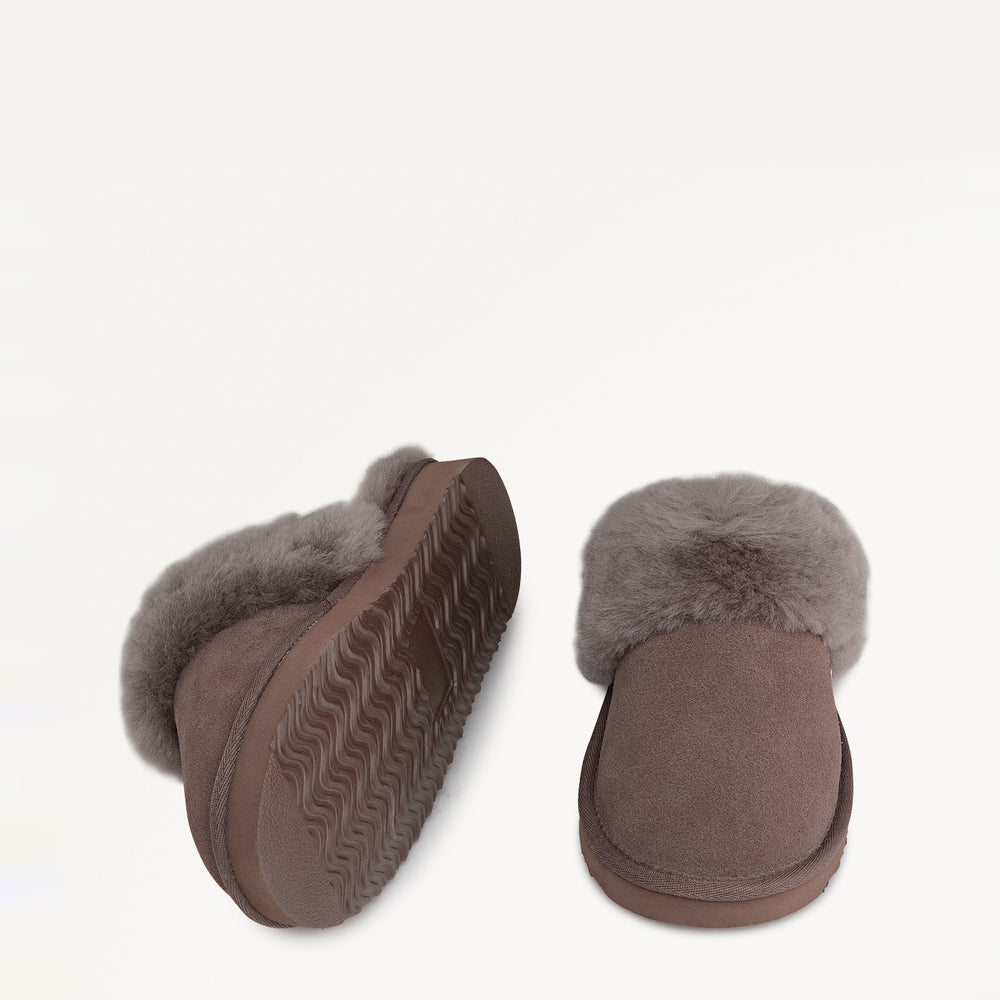 MAPLE LANE CLASSIC SHEARLING CUFF MULE MINK