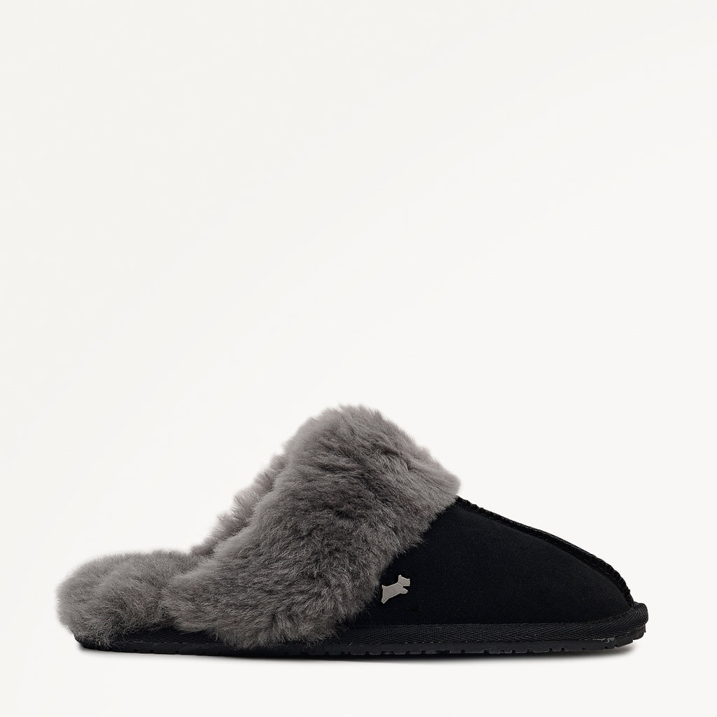 CHELSEA CREEK SEAM SHEARLING CUFF MULE BLACK