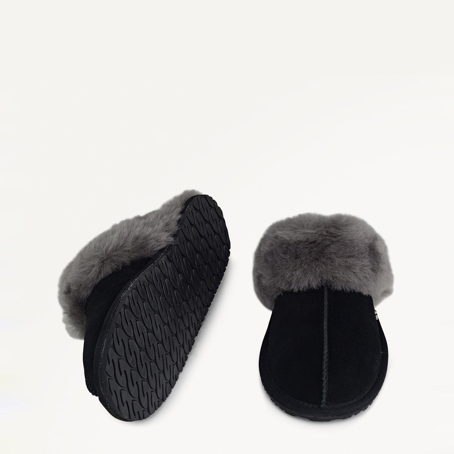 Chelsea Creek Seam Shearling Cuff Mule Black - 112568