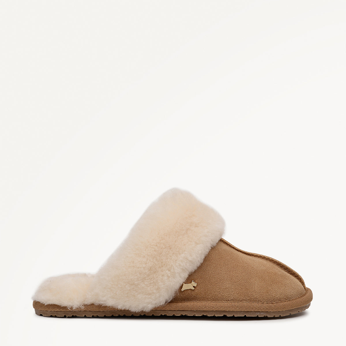 CHELSEA CREEK SEAM SHEARLING CUFF MULE TAN